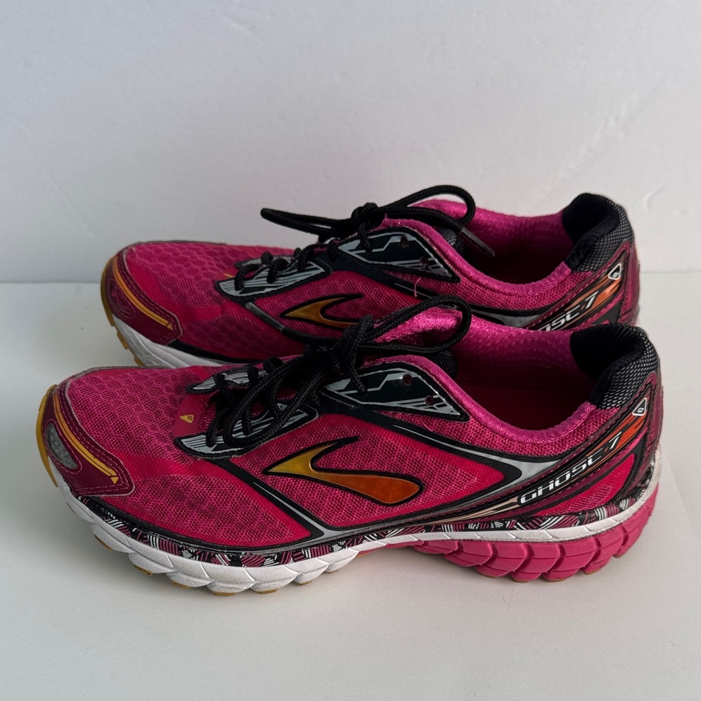 Brooks Women's Pink and Yellow Athletic Shoes - Picture 4 of 7